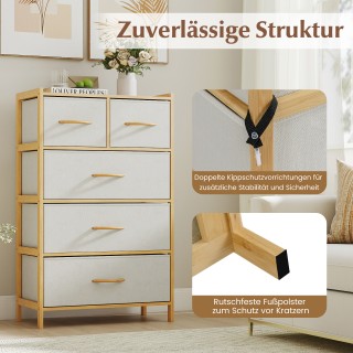 Costway Ντουλάπι αποθήκευσης από μπαμπού με 5 πτυσσόμενα υφασμάτινα... Costway Ντουλάπι αποθήκευσης από μπαμπού με 5 πτυσσόμενα υφασμάτινα...