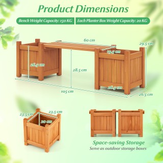 Costway Ξύλινη  Ζαρντινιέρα Ενσωματωμένο Πάγκο Κήπου 29,5 x 26,5 x ...