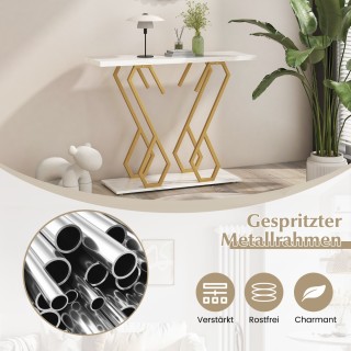 Costway Κονσόλα από Τεχνητό Μάρμαρο με Ρυθμιζόμενα Πόδια σε Λευκό κ...