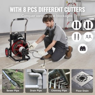 Ηλεκτρικό Μηχάνημα Καθαρισμού Αποχέτευσης VEVOR 100FT x 3/8 In Auto...
