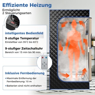 Costway Φορητή Οικιακή Σάουνα με 3-Λίτρα Δοχείο Ατμού BA8085DE-BK Costway Φορητή Οικιακή Σάουνα με 3-Λίτρα Δοχείο Ατμού BA8085DE-BK