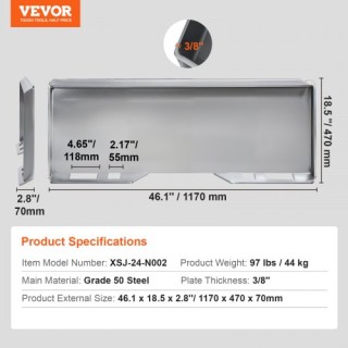 Πλάκα Σύνδεσης 3/8 VEVOR για Skid Steer Kubota Bobcat  HYAZBKSAZB38...