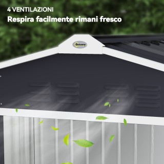 Outsunny Μεταλλικό Κήπο Σπιτάκι με Αεραγωγούς και Διπλή Συρόμενη Πό...