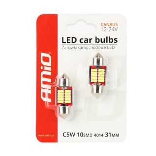 AMiO LED CANBUS 4014 10SMD Festoon C5W C10W C3W 31mm Λευκό 12V/24V... AMiO LED CANBUS 4014 10SMD Festoon C5W C10W C3W 31mm Λευκό 12V/24V...