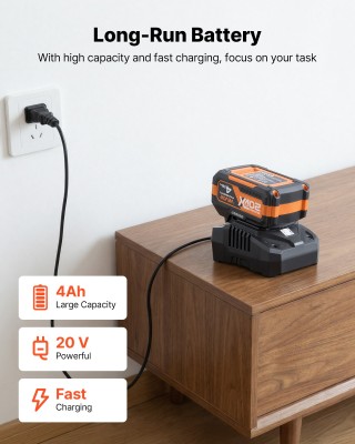 VEVOR Κρουστικό Πιστολέτο 20mm SDS-Plus, 20V Μπαταρίας, Brushless, ...