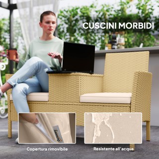 Outsunny Πάγκος Κήπου με Πτυσσόμενο Τραπέζι Αποθήκευσης, από Ρατάν ...