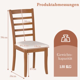 Costway Σετ 2 Μοντέρνων Ξύλινων Καρεκλών Τραπεζαρίας με Επένδυση κα...