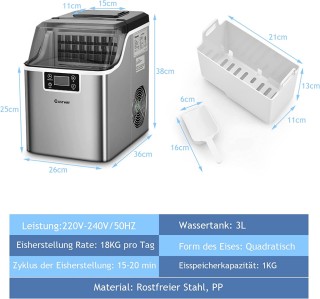 Ανοξείδωτη Παγομηχανή 3,2 L με Άνω Είσοδο 25 x 36 x 38 cm -  Ασημί ...