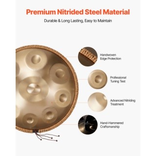 VEVOR Χειροποίητο Τύμπανο 56 εκ., 9 Νότες, 432Hz, Δ Ελάσσων, με Μαλ...