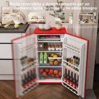 HOMCOM Μικρό Ψυγείο 91L Μονόπορτο Αναστρέψιμο με Καταψύκτη και Ρυθμ...