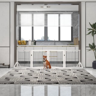 PawHut Πτυσσόμενο Φράγμα για Σκύλους με 4 Πάνελ και Τριγωνικά Πόδια...