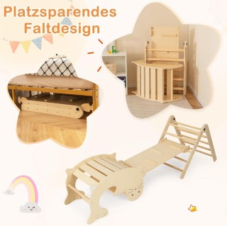 Costway Παιδικό Πολύπλευρο Κέντρο Αναρρίχησης με Τσουλήθρα από Φυσι...