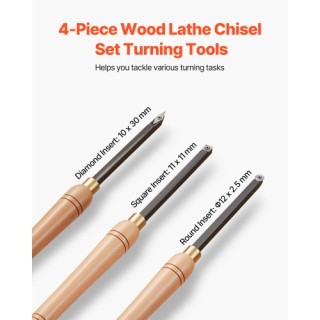 VEVOR Σετ 4 Εργαλεία Τόρνου με Καρβίδιο HSS και Ξύλινη Θήκη MBMGCDY...