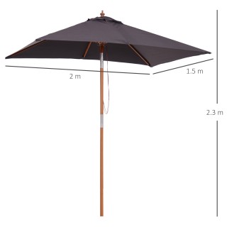 Outsunny Tilting Garden Umbrella 2x1,5m, 6 πηχάκια, Ξύλινο κοντάρι ... Outsunny Tilting Garden Umbrella 2x1,5m, 6 πηχάκια, Ξύλινο κοντάρι ...