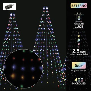 Kooper Mantello 400 μίνι LED πολύχρωμο 16 stringhe ύψος 250 εκ. 8 π...