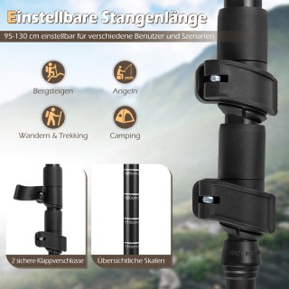 Costway Επεκτάσιμα Μπατόν Πεζοπορίας με Λαβές EVA & Φυσικού Φελλού ...