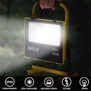 BAKAJI Φορητός Προβολέας Εργασίας με Ηλιακό Πάνελ 50W 504lm Φως Έκτ... BAKAJI Φορητός Προβολέας Εργασίας με Ηλιακό Πάνελ 50W 504lm Φως Έκτ...