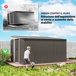 Outsunny Κήπος Σπιτάκι με Συρόμενη Πόρτα, από Ατσάλι, 345x280.5x169...