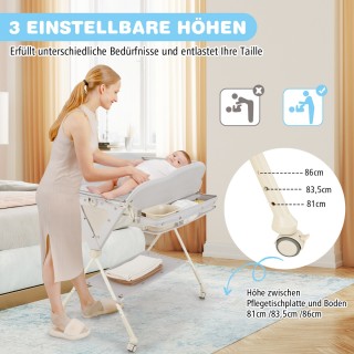 Costway Πτυσσόμενος Σταθμός Αλλαγής Μωρού με Λεκάνη Νερού και Γκρι ...