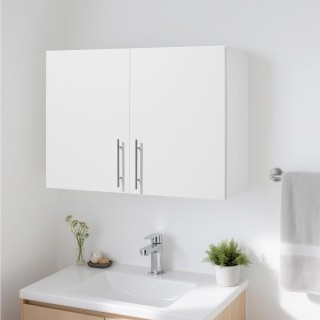 VEVOR Δίφυλλη Κρεμαστή Ντουλάπα Λευκή 2 Επιπέδων με Ρυθμιζόμενο Ράφ...