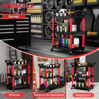 HOMCOM Καρότσι Εργαλείων 83x43x97 εκ, Κόκκινο B20-114V00RD