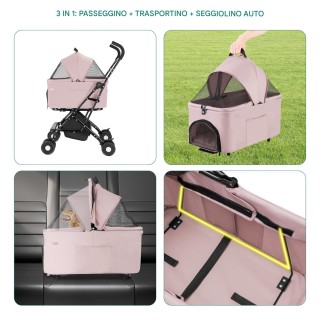 BAKAJI Καρότσι για Σκύλους και Γάτες με Αποσπώμενο Καλαθάκι Μεταφορ...