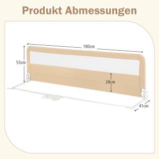 Costway 180 εκ. Μπεζ Πτυσσόμενο Κάγκελο Κρεβατιού με Ζώνες Ασφαλεία...