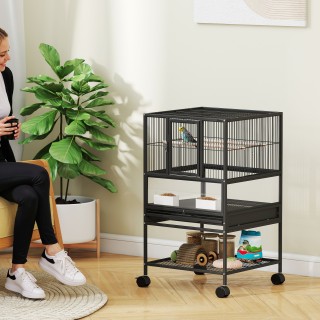 PawHut Κλουβί Πουλιών με Αφαιρούμενο Δίσκο, 48x46x83 εκ, Μαύρο D10-... PawHut Κλουβί Πουλιών με Αφαιρούμενο Δίσκο, 48x46x83 εκ, Μαύρο D10-...