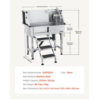 VEVOR Μπανιέρα Καλλωπισμού Σκύλων Ανοξείδωτη με Σκάλες και Βρύση BX... VEVOR Μπανιέρα Καλλωπισμού Σκύλων Ανοξείδωτη με Σκάλες και Βρύση BX...