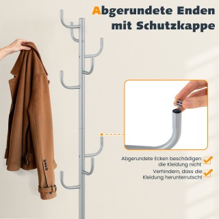 Costway Μοντέρνο Ασημί Κρεμάστρα Κάκτος 175 εκ. με 8 Γάντζους και Β...