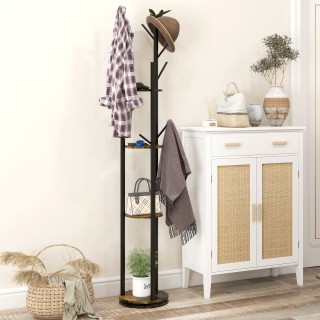 HOMCOM Περιστρεφόμενη Κρεμάστρα Δαπέδου με 8 Γάντζους και 4 Ράφια σ... HOMCOM Περιστρεφόμενη Κρεμάστρα Δαπέδου με 8 Γάντζους και 4 Ράφια σ...