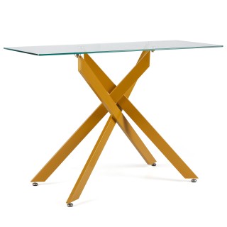 Costway Σύγχρονο Γυάλινο Τραπέζι με Διαφανή Επίστρωση Από Σκληρό Γυ...