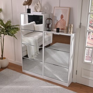 BAKAJI Ντουλάπα Παπουτσιών με 3 Πτυσσόμενες Καθρέφτες Πόρτες Εξοικο...