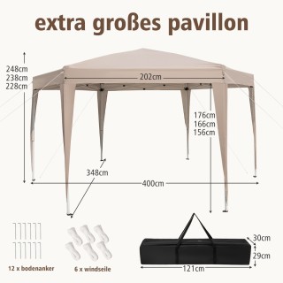 Costway Εξάγωνη Πτυσσόμενη Τέντα με Τσάντα Μεταφοράς NP12378KQ