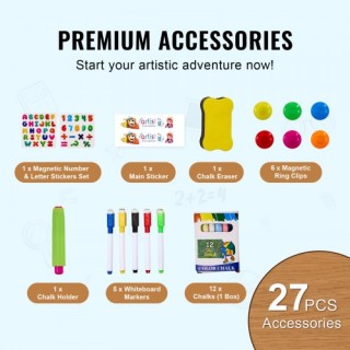 Παιδικό Καβαλέτο VEVOR 2-σε-1 Διπλής Όψης Μαγνητικός Πίνακας/Μαυροπ...