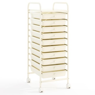 Costway Τροχήλατο Ντουλάπι με 10 Συρτάρια 33 x 37 x 86 cm Λευκό HW5...
