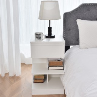 BAKAJI Μοντέρνο Κομοδίνο με 1 Συρτάρι και 2 Ράφια Εξοικονόμησης Χώρ... BAKAJI Μοντέρνο Κομοδίνο με 1 Συρτάρι και 2 Ράφια Εξοικονόμησης Χώρ...