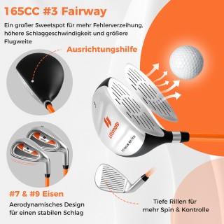 Costway Παιδικό Σετ Γκολφ για Δεξιόχειρες 11-13 Ετών Πορτοκαλί SP38... Costway Παιδικό Σετ Γκολφ για Δεξιόχειρες 11-13 Ετών Πορτοκαλί SP38...