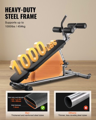 VEVOR Ημιεπαγγελματικός Πάγκος Κοιλιακών, Ρυθμιζόμενος, με Λαβή Αντ...