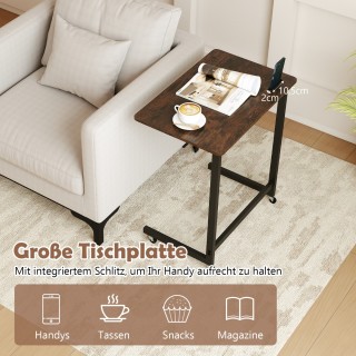 Costway Κινητό C-σχήματος Πλαϊνό Τραπέζι με Ρόδες & Βάση Κινητού - ...