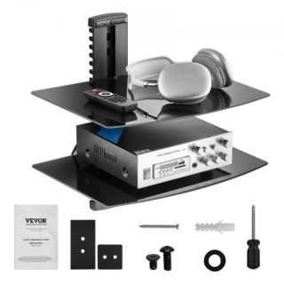 VEVOR Ρυθμιζόμενη Επιτοίχια Μεταλλική Βάση με 2 Γυάλινα Ράφια και ... VEVOR Ρυθμιζόμενη Επιτοίχια Μεταλλική Βάση με 2 Γυάλινα Ράφια και ...