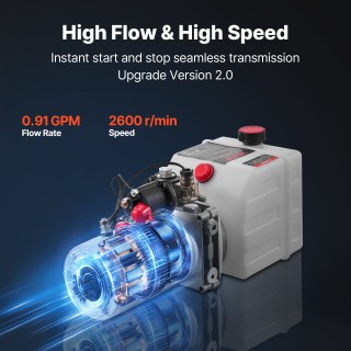 VEVOR 4L Υδραυλική Μονάδα, Αντλία Μονής Ενέργειας με Μέγιστη Πίεση ...