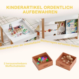 Costway Παιδικό Σετ Τραπέζι & Καρέκλα 4 σε 1 με Διπλής Όψεως Επιφάν...