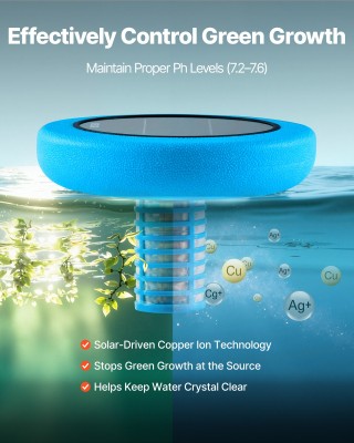 VEVOR Ηλιακός Ιονιστής Πισίνας με Χαλκό για Χωρητικότητα έως 170343...
