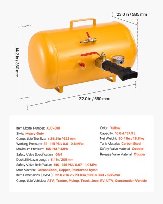 VEVOR Επαγγελματικός Αεροδυναμιστής Ελαστικών, 10 Γαλ, 87-116 PSI, ... VEVOR Επαγγελματικός Αεροδυναμιστής Ελαστικών, 10 Γαλ, 87-116 PSI, ...