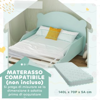 AIYAPLAY Παιδικό Κρεβάτι με Αρκουδάκι, 143.5x80x55 εκ., Πράσινο 313...