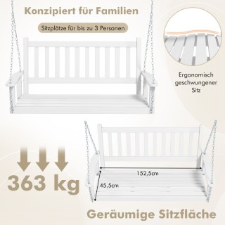 Costway  Τριθέσια κρεμαστή κούνια από μασίφ ξύλο, αντοχή έως 360 κι...