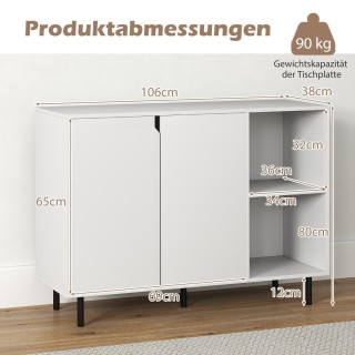 Κομψός Μπουφές με Ρυθμιζόμενα Ράφια και Μεταλλικά Πόδια 106 x 38 x ...