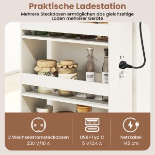 Costway Λεπτό Trolley  Αποθήκευσης με Σταθμό Φόρτισης 80,5 x 20 x 4...