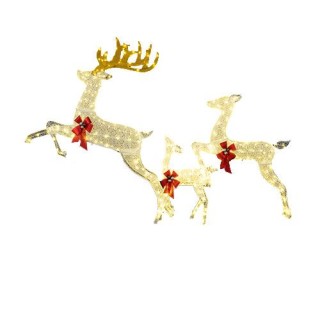 Costway Τρίο Φωτιζόμενη Οικογένεια Τάρανδων LED με 330 Θερμά Λευκά ...